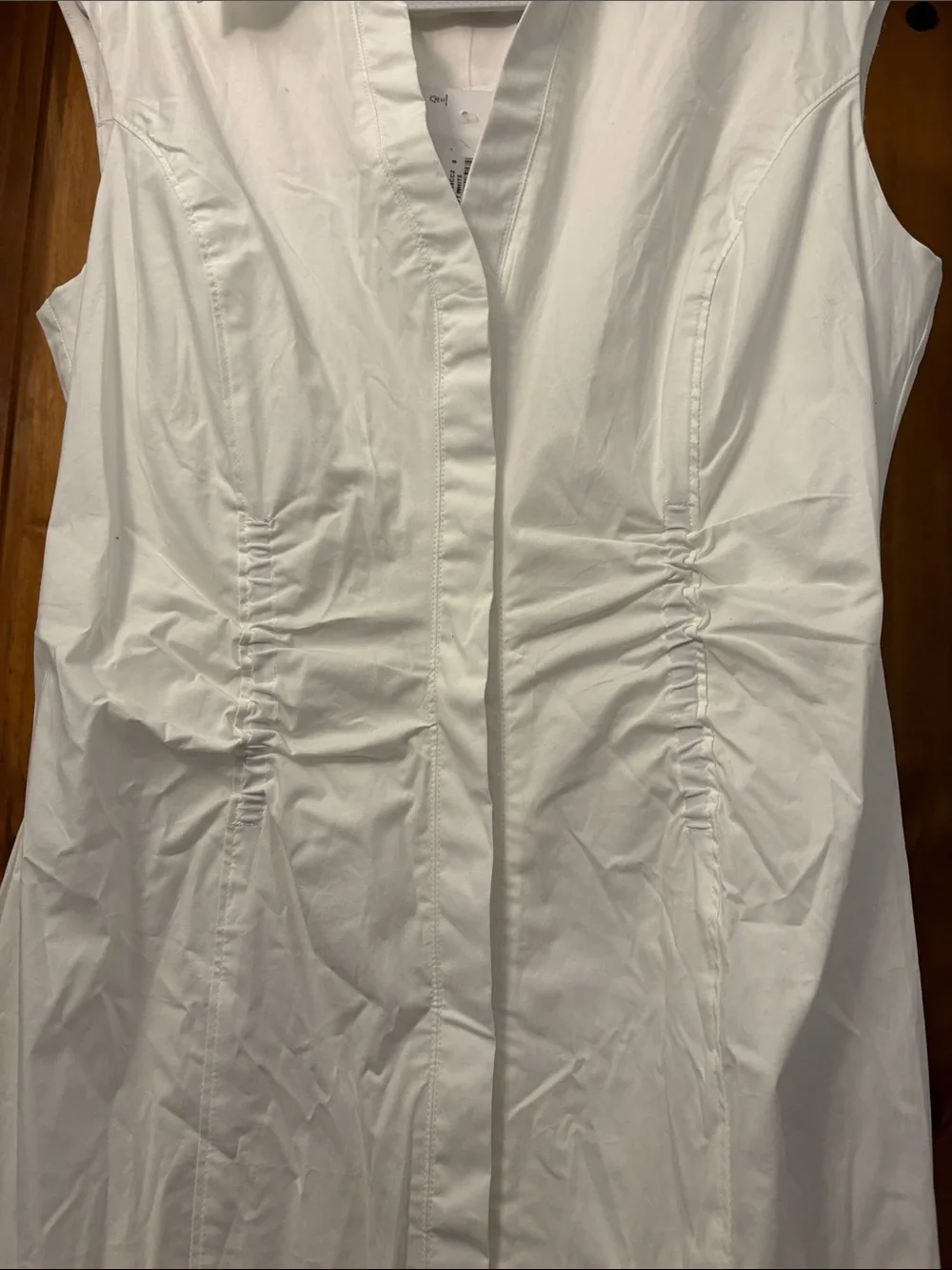 Derek Lam 10 Crosby Poplin Runched Midi Sleeveless Shirtdress Soft white SZ 8 - Picture 3 of 9